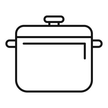 Tarifler, bloglar ve web siteleri için harika kapaklı bir yemek tenceresi çizimi.