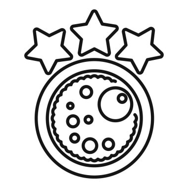 Üstünde üç yıldız olan bir pizza çizimi, olumlu bir aşçılık değerlendirmesini temsil ediyor.