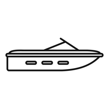 Modern bir yatın su yüzeyinde yüzen sürat teknesinin minimalist çizgisi sanat simgesi