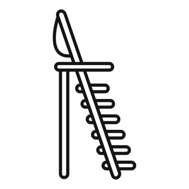 Ahşap basamak merdiven ikonu ana hatları, ev onarımı ve inşası için mobilya