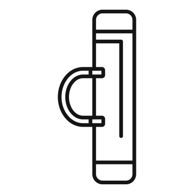 Yoga minderinin basit bir çizgi simgesi. Taşıma çantasına sarılmış, sağlıklı bir yaşam tarzını temsil ediyor.