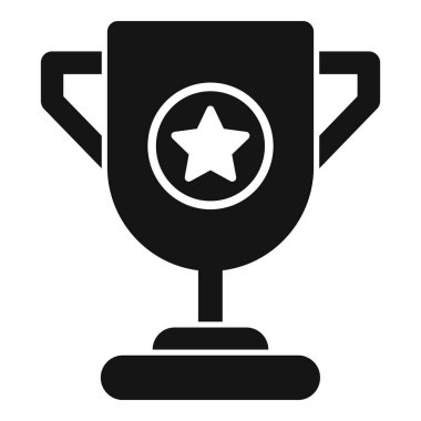 Yıldızlı bir kupanın basit vektör simgesi, yarışmada ilk sırayı alan kişi.