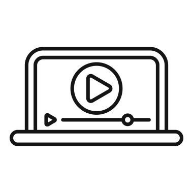 Dizüstü bilgisayarda içerik çalan bir video oynatıcının basit satır simgesi