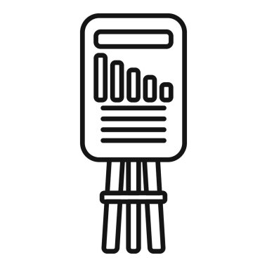 Bir iş sunumu sırasında olumsuz bir eğilim önererek, çubukların azaldığını gösteren bir çevirme grafiğinin çizgi simgesi