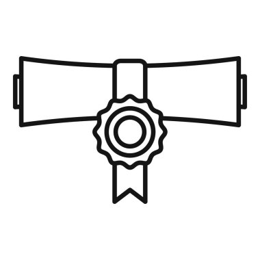 Mezuniyet, başarı ve eğitim gibi kavramları temsil etmek için mükemmel, kurdele ve balmumu mührü olan basit bir diploma çizimi.