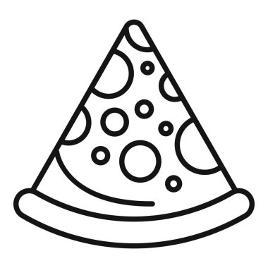 İtalyan mutfağını temsil etmek için mükemmel bir pizza diliminin basit siyah beyaz çizimi.