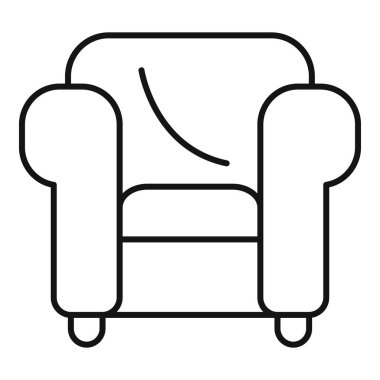 Bir koltuğun basit siyah beyaz çizimi, rahatlık ve rahatlığı çağrıştırıyor.