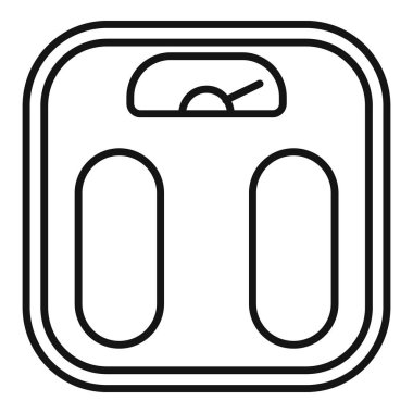 Banyo ölçeğinin basit çizgi simgesi, sağlık, spor ve ağırlık yönetimini simgeliyor.