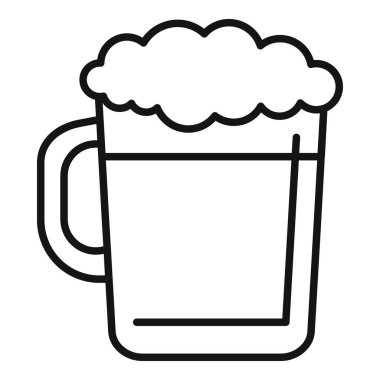 Köpüklü bir bardak biranın minimalist simgesi, ferahlatıcı bir içeceği temsil etmek için mükemmel.