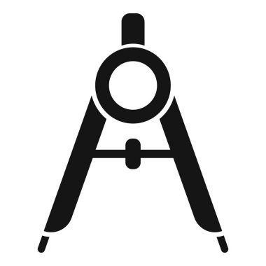 Bir pusulanın siyah silueti, geometri, çizim, yön bulma ve diğer alanlarda kullanılan daireler ve kavisler çizmek için bir araç