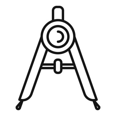 Bir çizim pusulasının basit, kalın çizgi simgesi, geometri, taslak ve teknik çizim için mükemmel