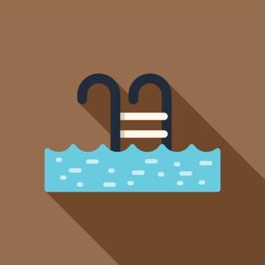 Metal merdiveni olan bir yüzme havuzu, yaz, dinlenme ve boş zamanlarla ilgili projeler için idealdir.