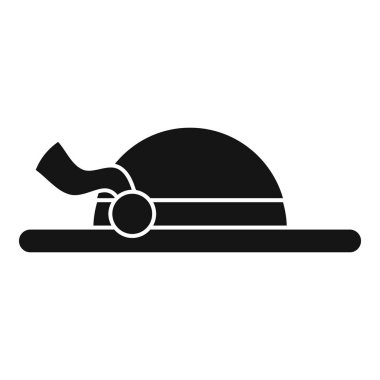 Siyah, basit bir kadın şapkası, kurdele yayı ve yuvarlak bir süslemesi var.