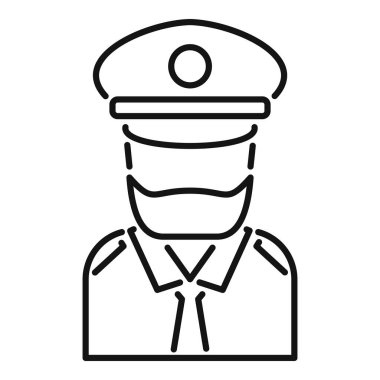 Üniformalı ve rozetli bir başlık takan bir generalin çizgili resim simgesi.