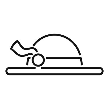 Bir kadın retro şapkasının çizgi simgesi, moda ve tarz ile ilgili projeler için mükemmel.