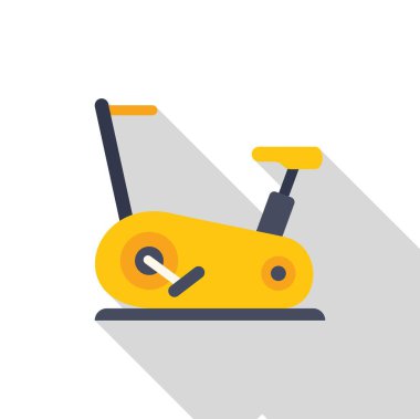 Sarı durağan bisiklet içeride uzun gölgeli egzersiz sağlıyor.