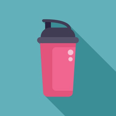 Protein içecekleri hazırlamak, sağlık, spor ve aktif yaşam tarzlarını temsil etmek için pembe karıştırıcı şişesi.