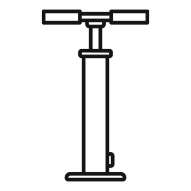 Bisiklet pompasının basit bir simgesi yerde duruyor, lastikleri şişirmeye hazır