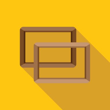 İki boş ahşap çerçeve sarı bir duvarda asılı, uzun gölgeler bırakıyor.