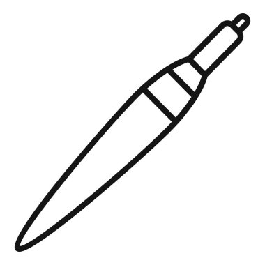 Beyaz zemin üzerinde siyah ince çizgi olan simgeyi buharlaştırmak için basit elektronik sigara aygıtı