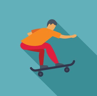 Genç adam kaykay parkında güneşli bir günün tadını çıkarıyor.