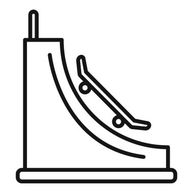 Kaykay parkında kavisli bir rampadan kayan bir kaykayın çizimi