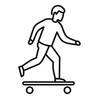 Uzun tahta süren genç bir şehirlinin çizgi çizimi