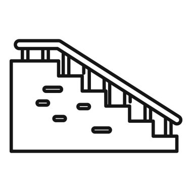 Güvenlik ve destek için tırabzanla yukarı çıkan beton bir merdiven çizimi