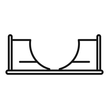 Ekstrem spor eğitimi için U rampası olan bir kaykay tesisini temsil eden minimalist taslak simgesi