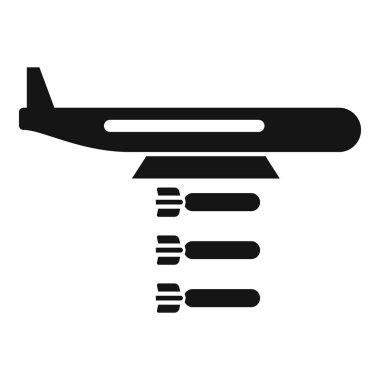 Hava saldırısı sırasında bomba bırakan bir askeri uçağın siyah silueti.