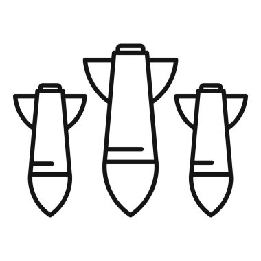 Tehlike ve yıkım gücü içinde büyüyen üç farklı boyutta bombanın basit bir sanat simgesi