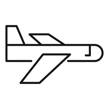 Beyaz arka planda izole edilmiş web tasarımı için hava simgesinde uçan basit bir askeri hava aracı