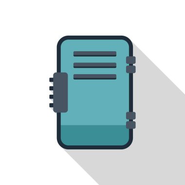 Kapalı kişisel günlük, kitap ayracı ile uzun bir gölge, günlüğe ve not almaya hazır