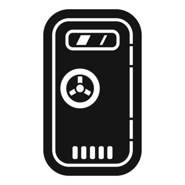 Güvenlik ve güvenliği temsil eden kapalı bir banka kasasının basit bir simgesi.