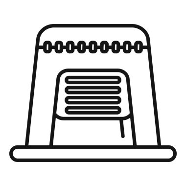 Elektrik ısıtıcısı soğuk bir odayı ısıtıyor, basit siyah beyaz simge