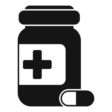 Yanında hap olan bir ilaç şişesinin simgesi.