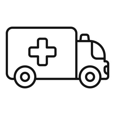 Ambulans arabası ilk yardım kurtarma hastanesi nakliye hattı simgesi, taslak biçim simgesi