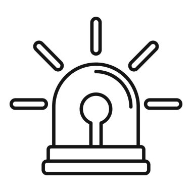 Parlayan siren ışığının basit çizgi simgesi, sıklıkla acil durum veya tehlike sinyali vermek için kullanılır