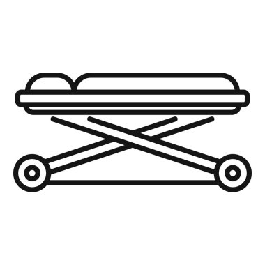 Acil durumlarda taşınmak için kullanılan tıbbi sedye sedyesinin basit çizgi simgesi