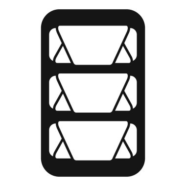 Bireysel porsiyonları olan donmuş bir yiyecek depolama kabının simgesi