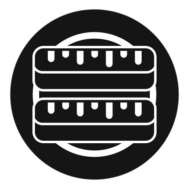 Tabaktaki tiramisu kekinin siyah ve beyaz silueti yemek blogları ve menüleri için mükemmel.