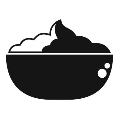 Lezzetli yiyeceklerle dolu bir kasenin siyah ve beyaz simgesi.