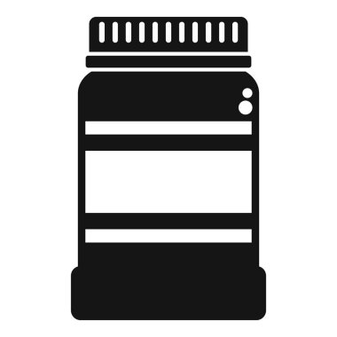 Protein tozu veya diğer takviyeler için kavanozun basit siyah beyaz simgesi