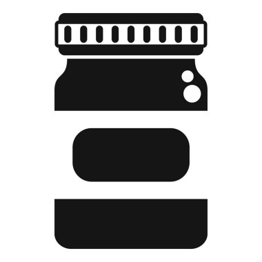 İçinde boş etiket ve vida kapağı olan siyah bir kavanoz silueti. Ev yapımı yiyecekleri korumak için mükemmel.