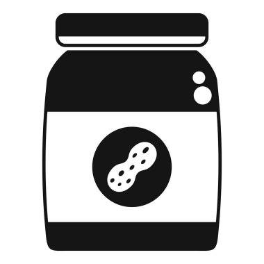 Fıstık ezmesi kavanozunun siyah ve beyaz simgesi. Etiketinde de fıstık ezmesi var.