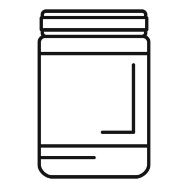 Boş etiketli bir kavanozun çizgi çizimi protein tozu veya atletik performans için takviyeler öneriyor