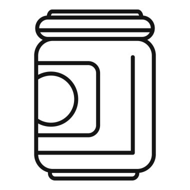 Yuvarlak etiket tasarımı gösteren bir alüminyum kutu paketinin satır çizimi