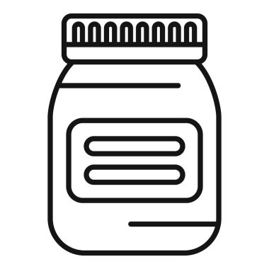 İlaç şişesinin çizgi çizimi ilaç, eczane ve tıbbi malzeme kavramlarını öneriyor.