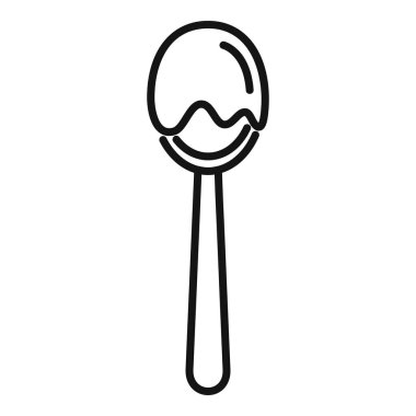 Beyaz arkaplanda izole edilmiş web tasarımı için çikolata topu ana hatları simgesi tutan kaşık