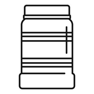 Geniş ağızlı basit bir kavanoz çizimi. Genellikle protein tozu depolamak için kullanılır. Egzersiz öncesi veya diğer spor malzemeleri için.